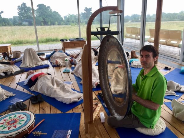 Gary playing the gong
